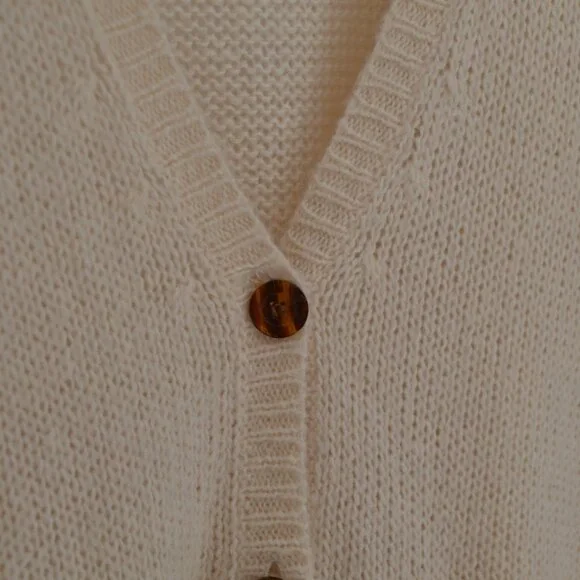 American Apparel Mohair Blend Cardigan Beige Womens One Size Loose Knit Sweater - Picture 4 of 6